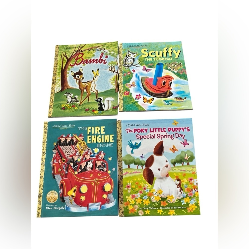 Lot of 4 Little Holden Books Bambi Scruffy Poky Little PuppyFire Engine Books